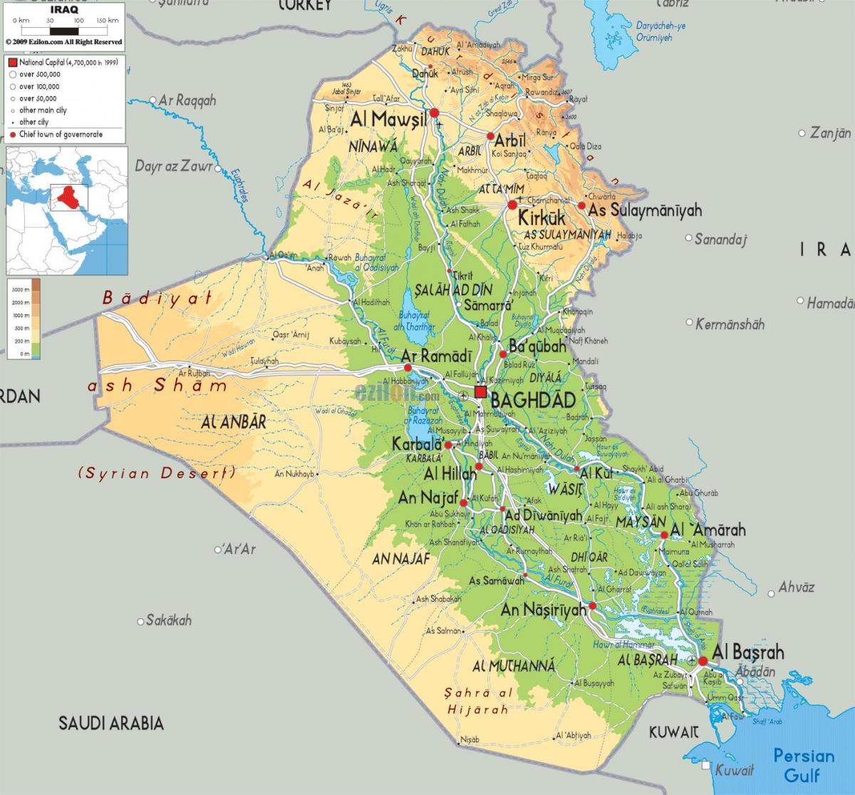 Harta e Irak gjeografi