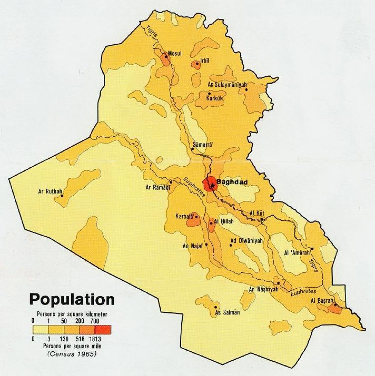 Harta e popullsisë Irak