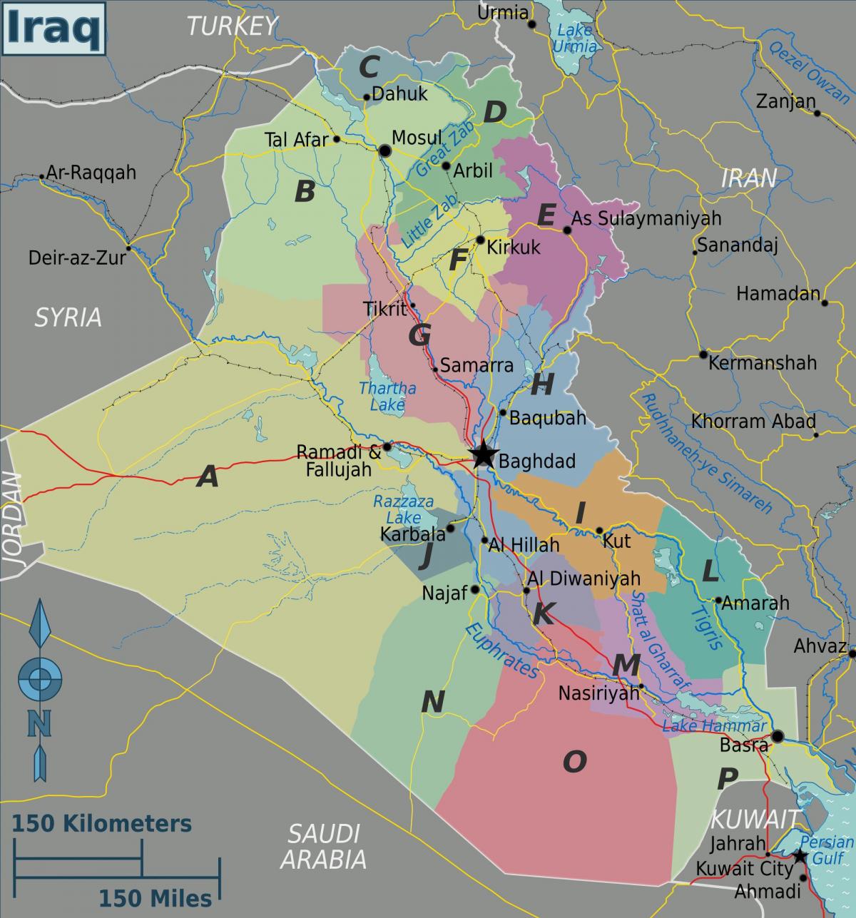 Harta e Irak regjione