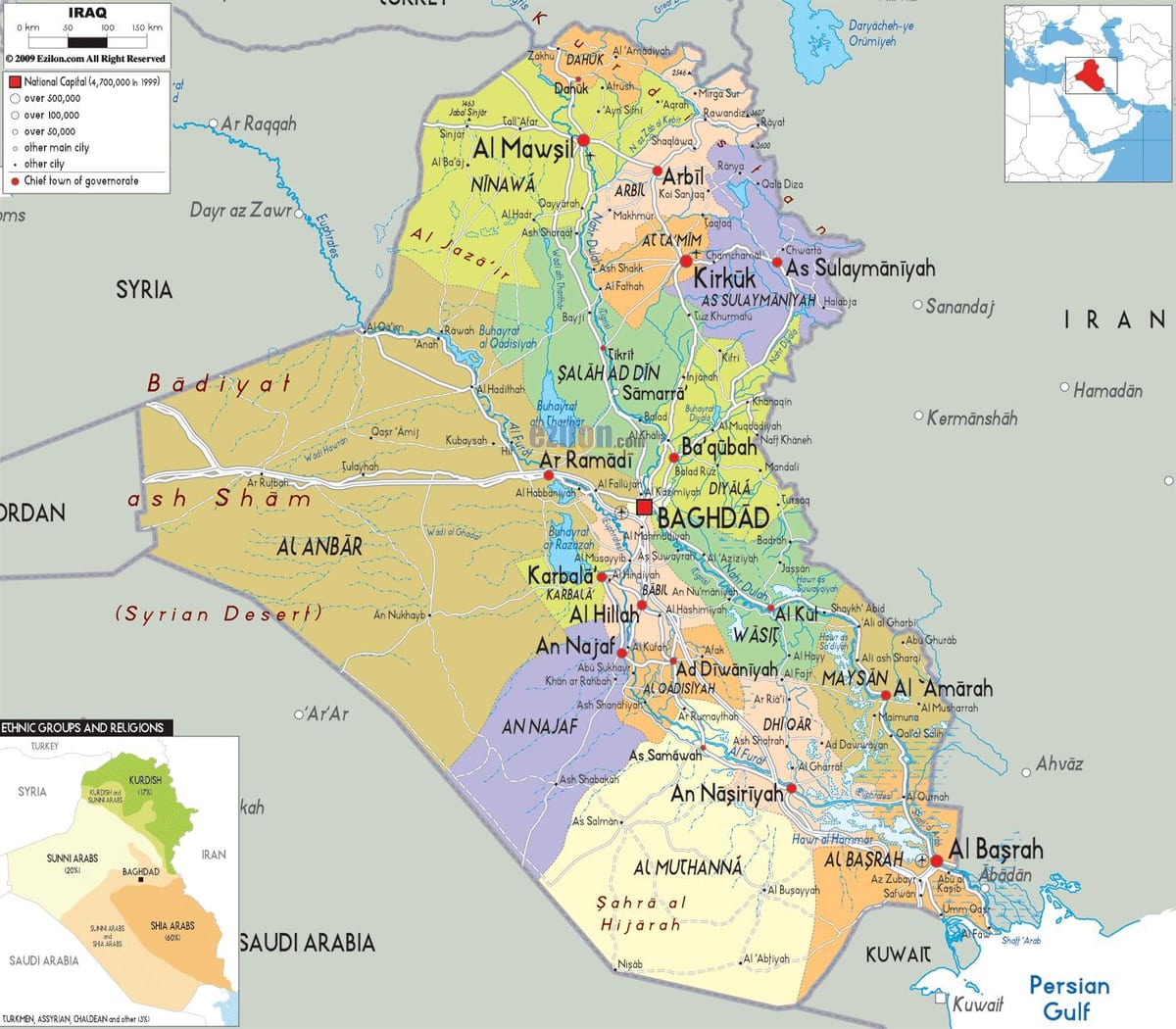Irak qytetet hartë